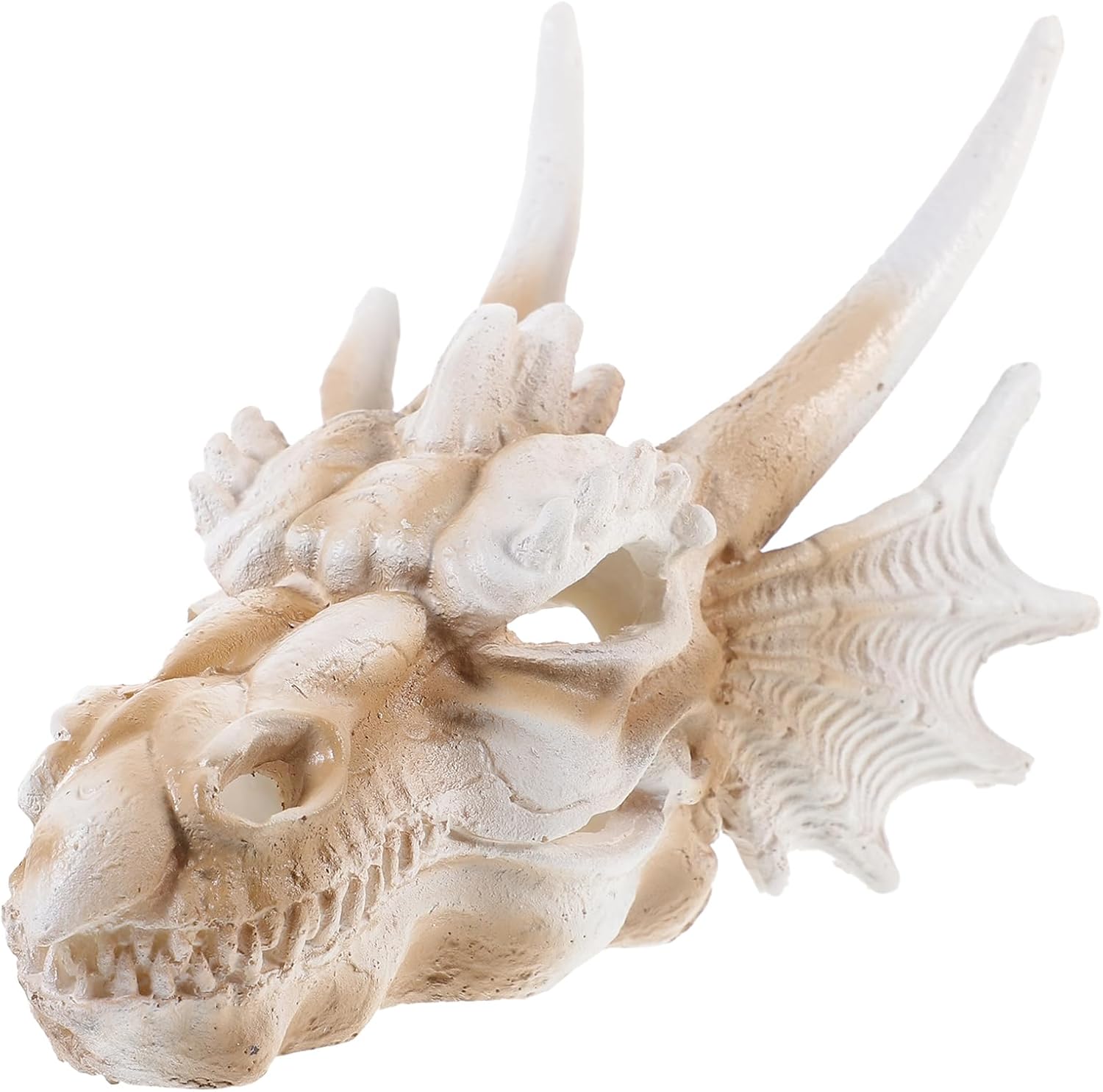 Yardwe Dinosaur Skull Statue 8.66In Resin Dragon Skull Aquarium Decor Desktop Courtyard Ornament Fish Tank Reptile Accessory