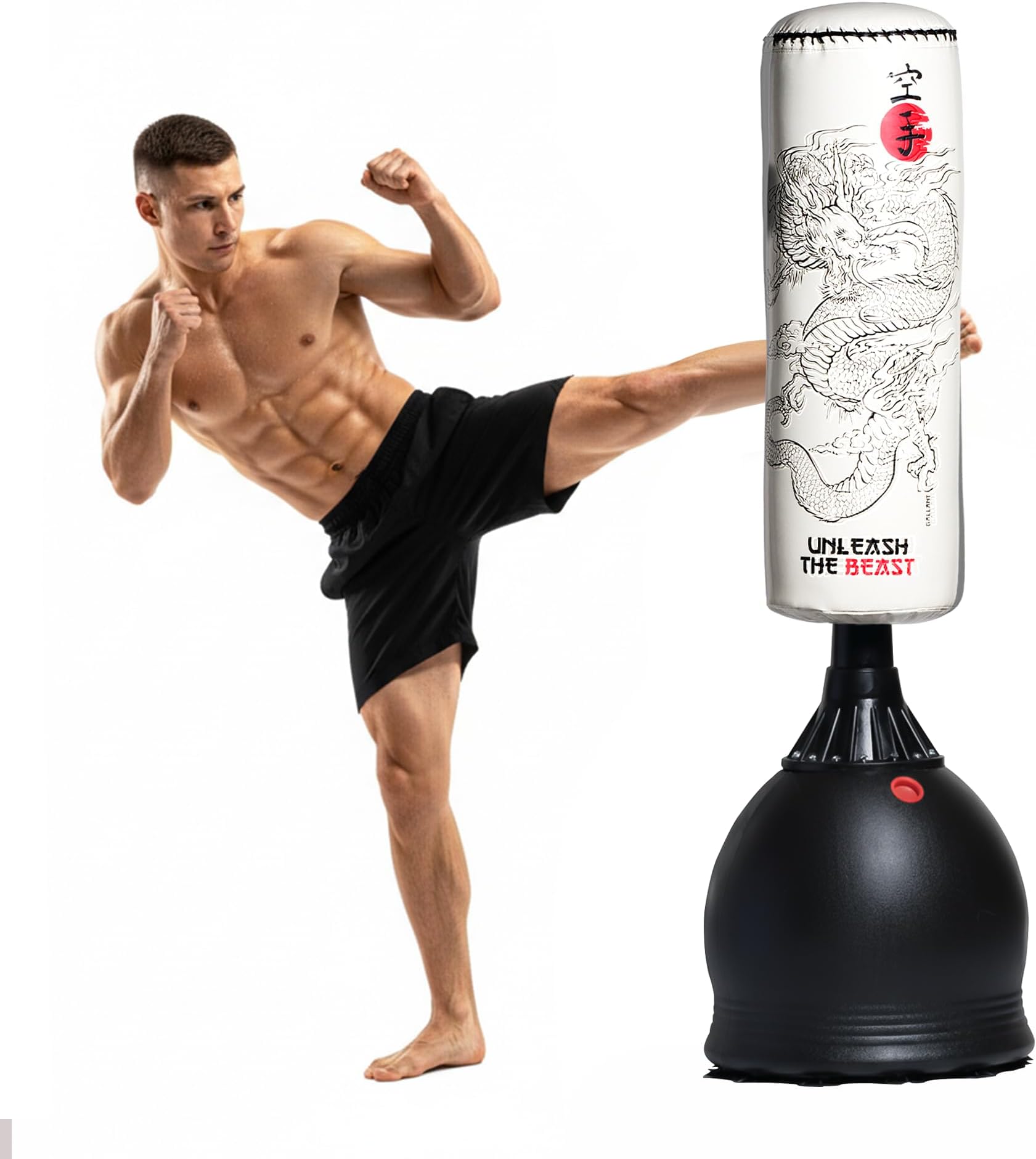 Gallant 5.5ft Free Standing Punch Bag-Heavy Duty Pedestal Stand Boxing Bag for Kickboxing Martial Arts MMA Dummy Muay Thai Home Gym Training Equipment for Men and Women