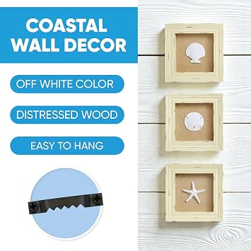 Beach Wall Decor, Set of 3 Frames for Ocean Bathroom or Beachy Room
