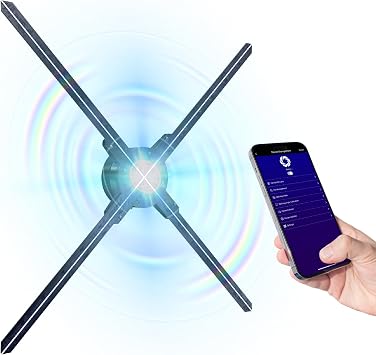 LUMINA 28.5" 3D Holographic Fan, Hologram Fan with 3D Video Projector Display, IOS/Android Wi-Fi App Control, 1600x960px HD Resolution, Bluetooth Sound, Free 3D Video Library, MP4, MOV, AVI, JPEG, PNG