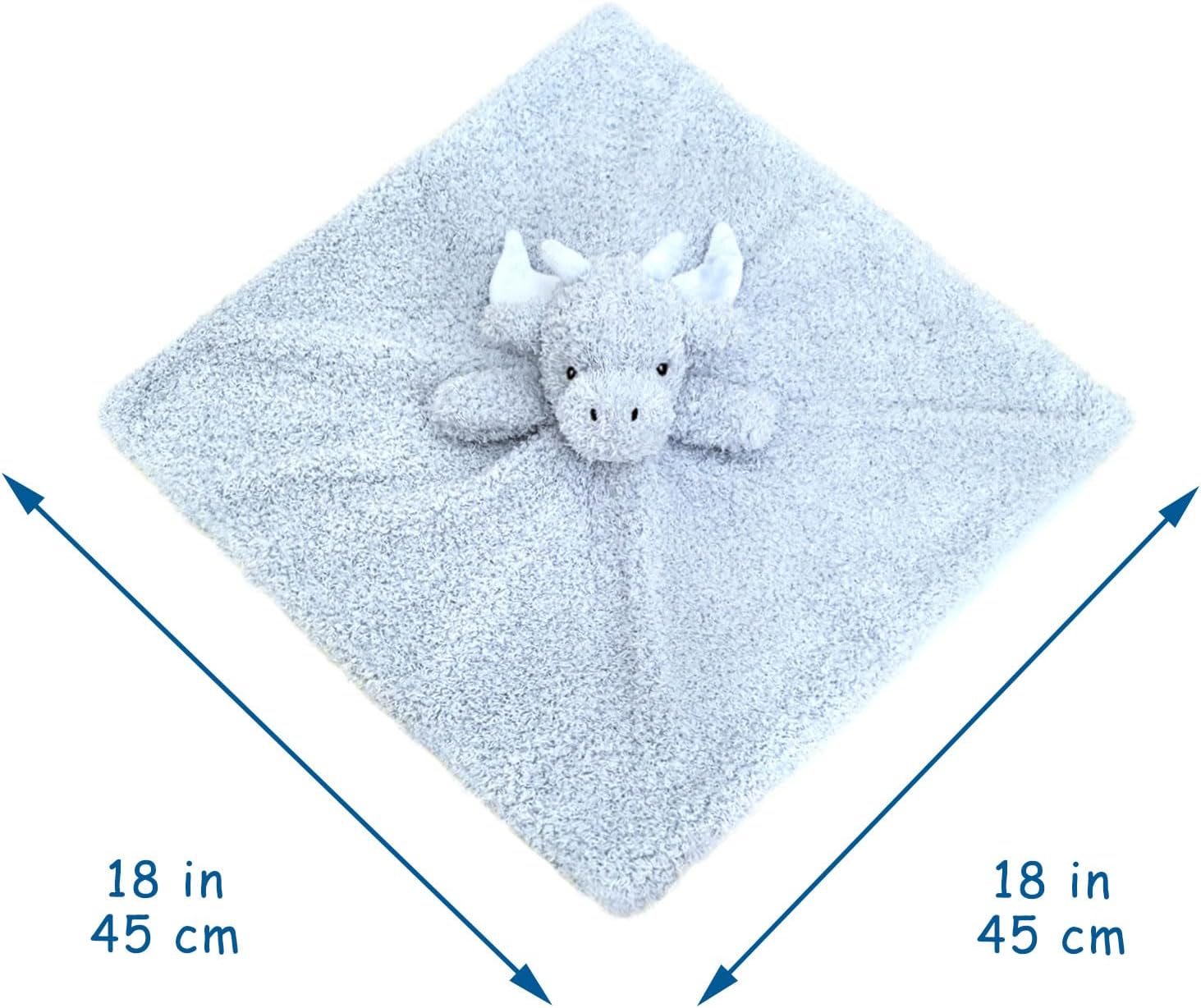 Baby Blue Dragon Soft Stuffed Animal Security Blanket, Plush Dinosaur Character Lovey Blanket, Baby Shower/Nursery Gift, Newborn Infant Toddler Snuggle Blankie for Boys Girls, 18 Inches