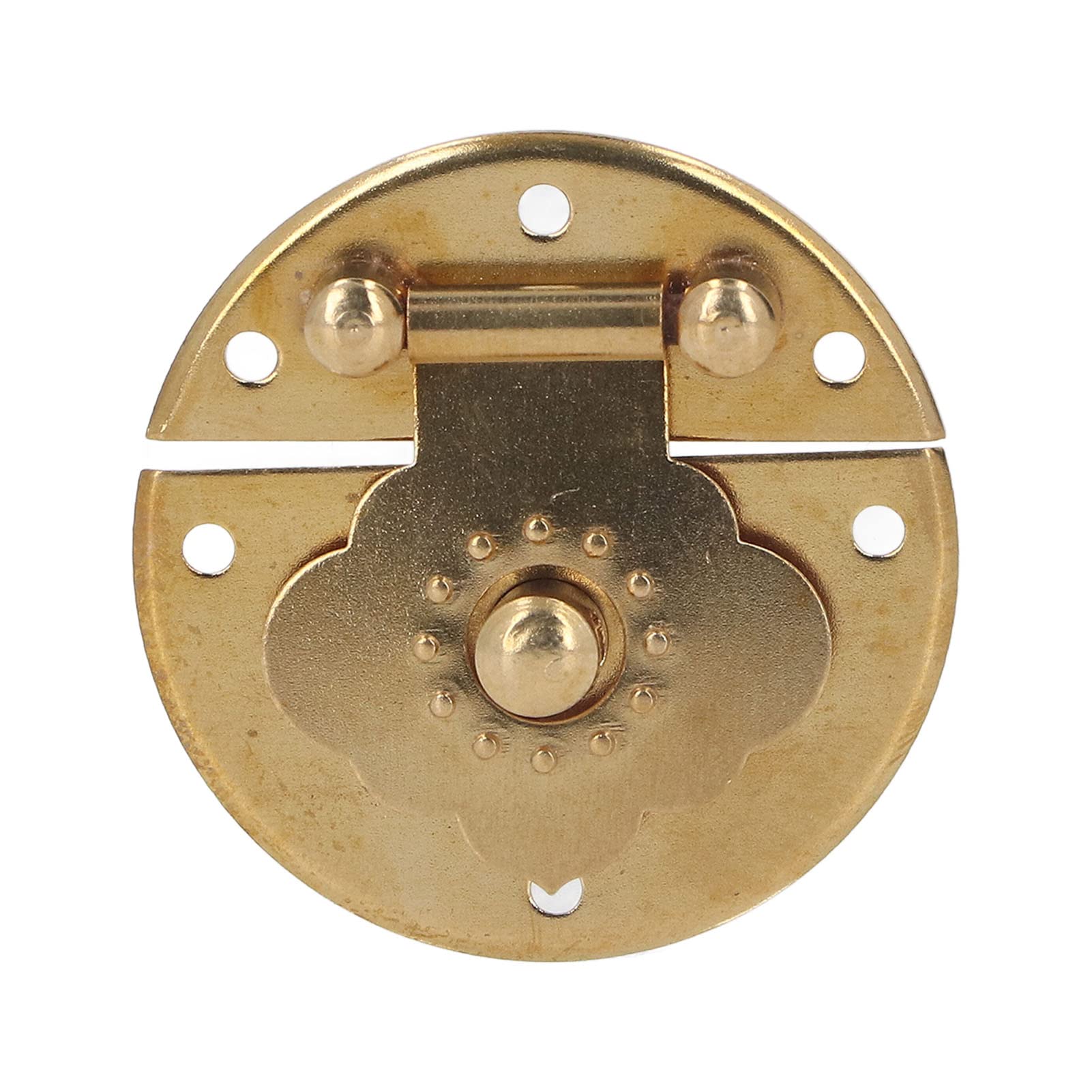 Vintage Locking Hasp Latch, Embossing Copper Hinge Lock Jewelry Box Lock with Screws Wooden Case Treasure Chest Wedding Card Box (Brass Color)