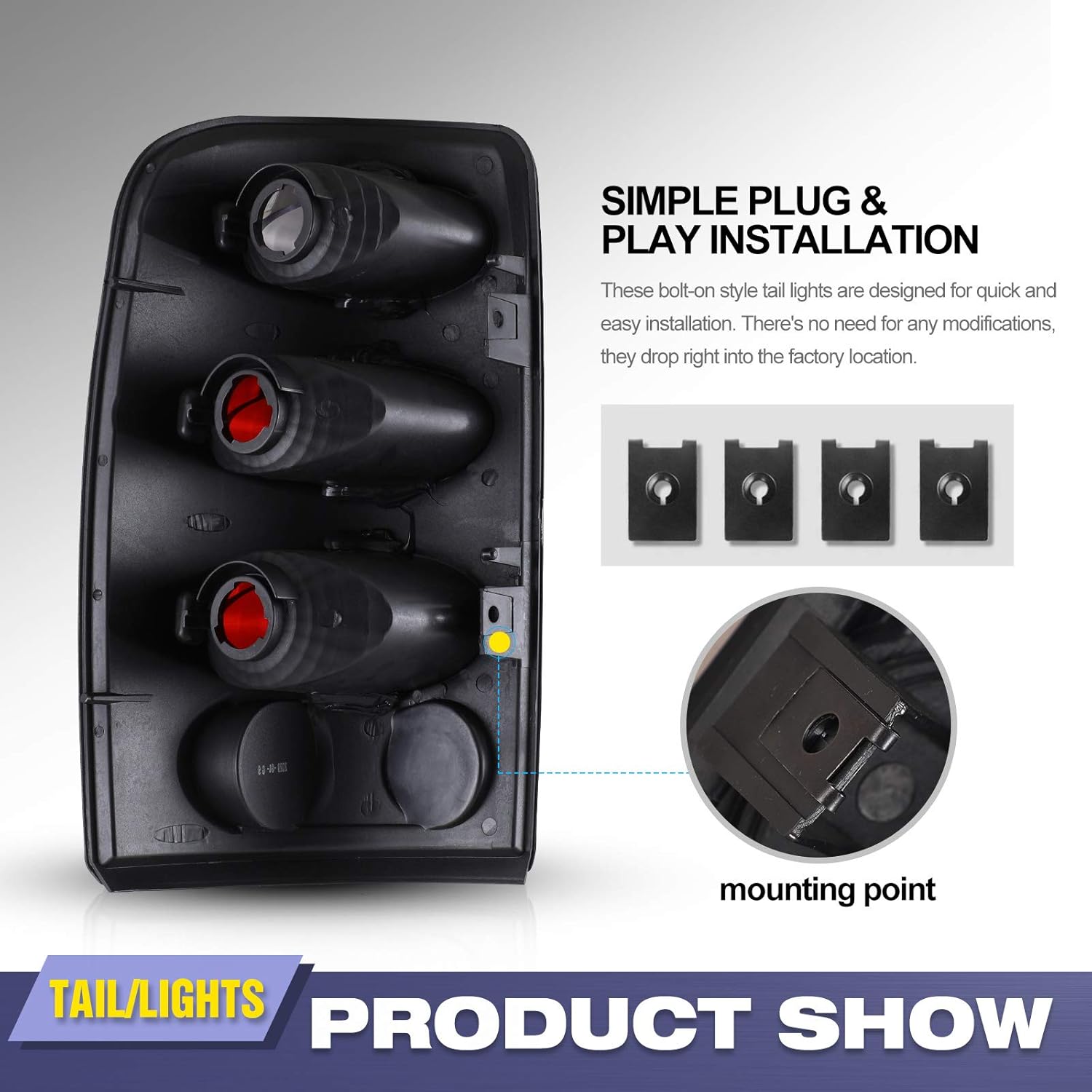 Tail Lights fit for 2000-2006 Chevy Tahoe/Suburban 1500 2500/ GMC Yukon (All Does NOT Fit Double Door/Barn Door Style) Black/Smoke 2PCS AUTOWIKI