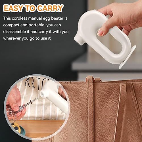 Miniatura 3 de Batidora de mano inalámbrica, batidor de huevos de mano, eléctrico de mano de 4 velocidades, mini batidora de mano ajustable, mezclador eléctrico,