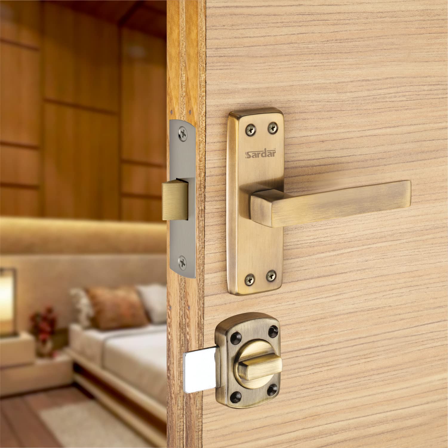 SARDAR Square 5" Antique Stainless Steel Bathroom Door Handle Set with Keyless Baby Latch-Tower Bolt/Rotary Latch (B0BNXKPFNQ) Amazon Price History, Amazon Price Tracker