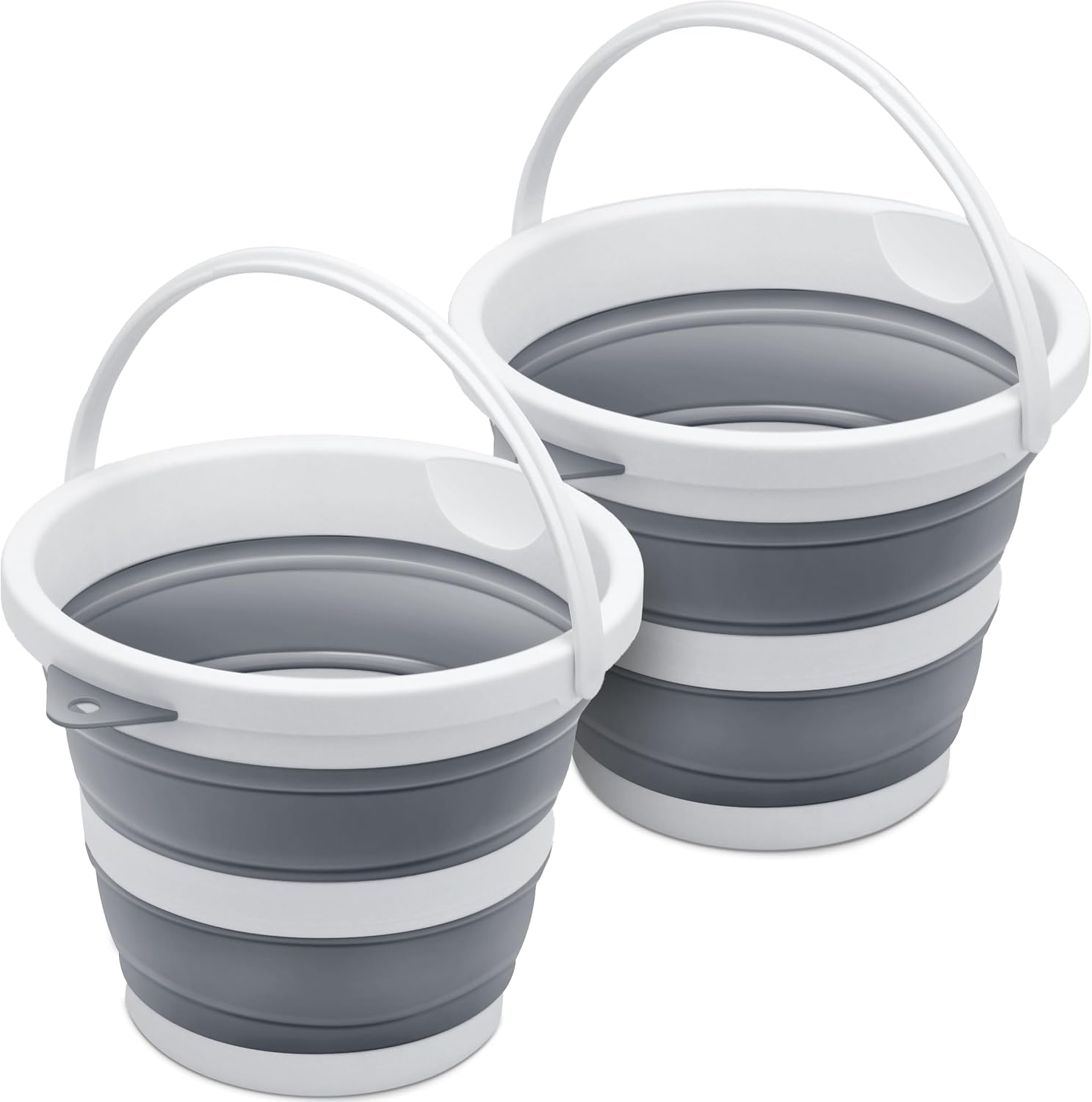 Small Collapsible Bucket 1.3 Gal/5L, BPA-Free - Space-Efficient, Portable Foldable Water Pail for Household, Outdoor Use, Car Wash, Camping, Fishing - Grey, Single Pack