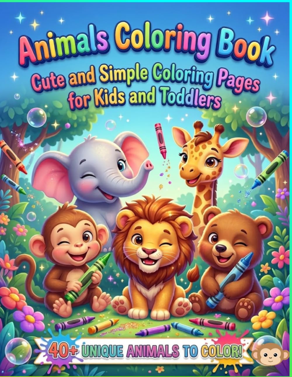 Animals Coloring Book: Cute and Simple Coloring Pages for Kids and Toddlers (Happy Kids Coloring World)