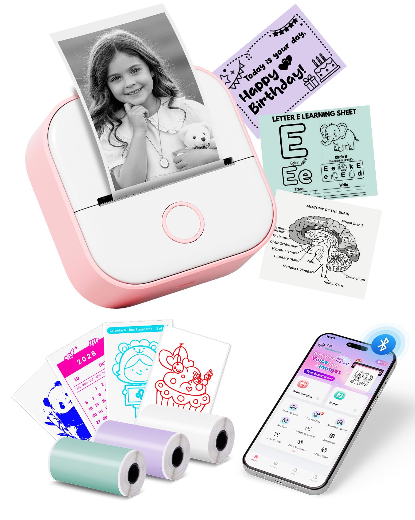 Amazon.com : Sticker Printer - T02 Mini Printer Gifts for Teen