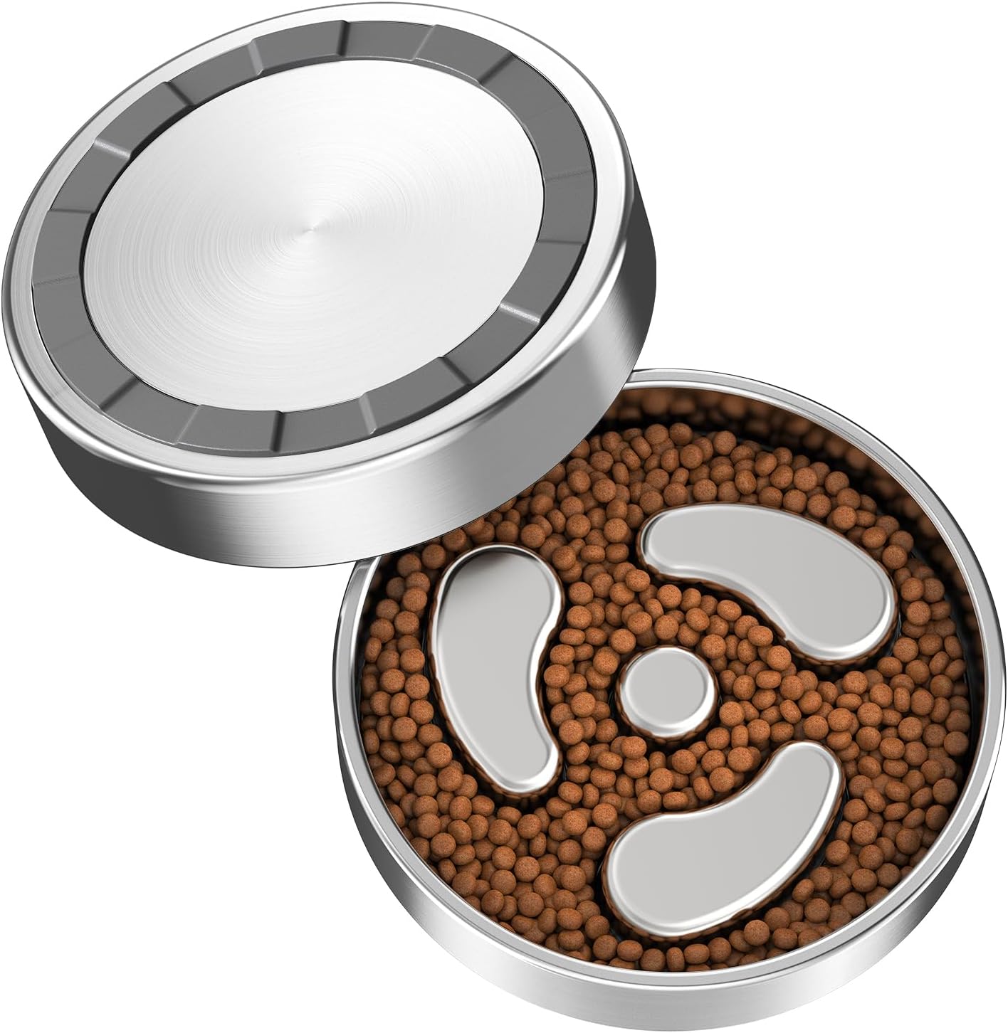 Slow Feeder Dog Bowls, 1Cup for Small Puppy, Food-Grade Double-Layer Stainless Steel, Heavy Duty with Non-Slip Rubber Base, Anti-Choking Puzzle Bowl to Slow Down Eating(1Pack)