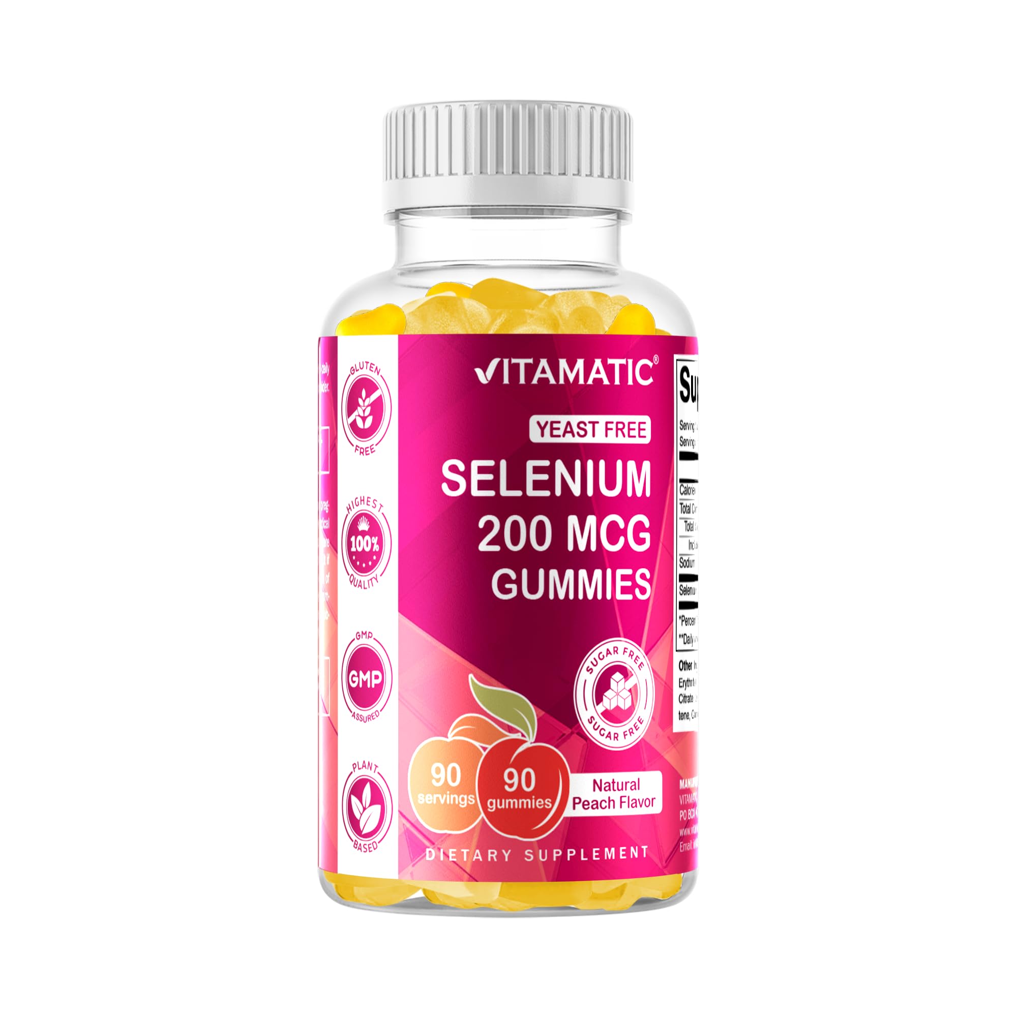 Pastilhas de Selênio sem Levedura Vitamática 200mcg como Selenometionina Suplemento Essential Trace Mineral com Absorção Superior 90 pastilhas de Pectina