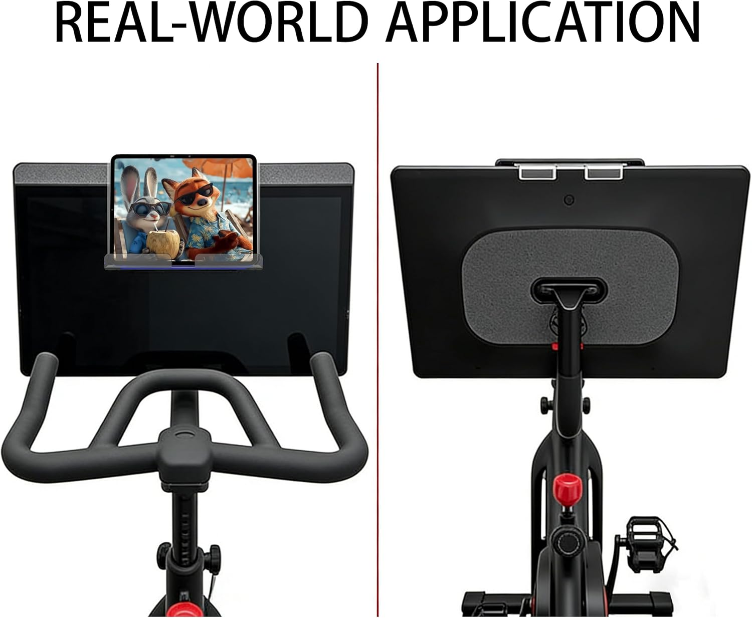 Exercise Bike Tablet Holder, Screen-Top Mount with Non-Slip Pad, Clear Stand for Stationary Bike,Peloton Bike & Plus & Tread & Row， Compatible with iPad and Most Devices