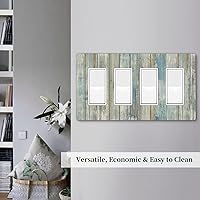 Vista 202 de Placa de pared dúplex de receptáculo de dispositivo de 1 gang de madera envejecida blanca gris con veta de tablón, cubierta de enchufe eléctrico