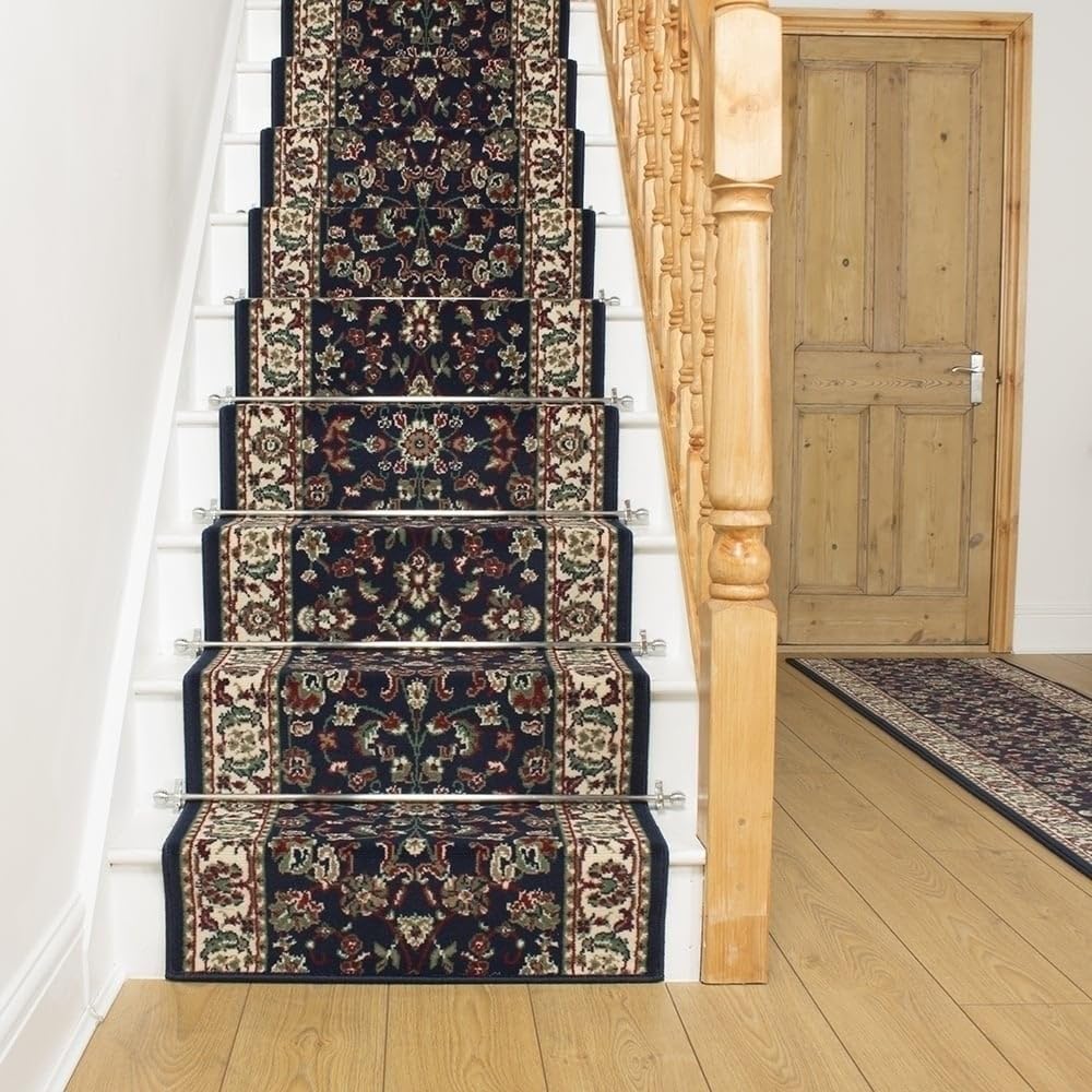 runrug Soft & Comfortable Stair Runner - Smooth & Durable Carpet for Stairs - Stain-Resistant, Fade-Resistant - Multiple Sizes - 690cm x 80cm - 9mm Thick - Traditional, Blue