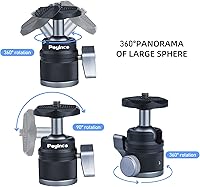 Vista 3 de Mini cabeza de bola con tornillo de 1/4 de pulgada adaptador de montaje de rosca de 3/8 pulgadas, cabezal de trípode de aluminio giratorio de 360