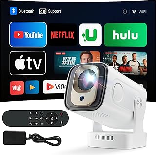 Mini Projector 4K Full HD 1080P Mini Projector 180° Rotation Video Projector Supports 2.4/5G Dual WiFi6 Bluetooth 5.4 with...