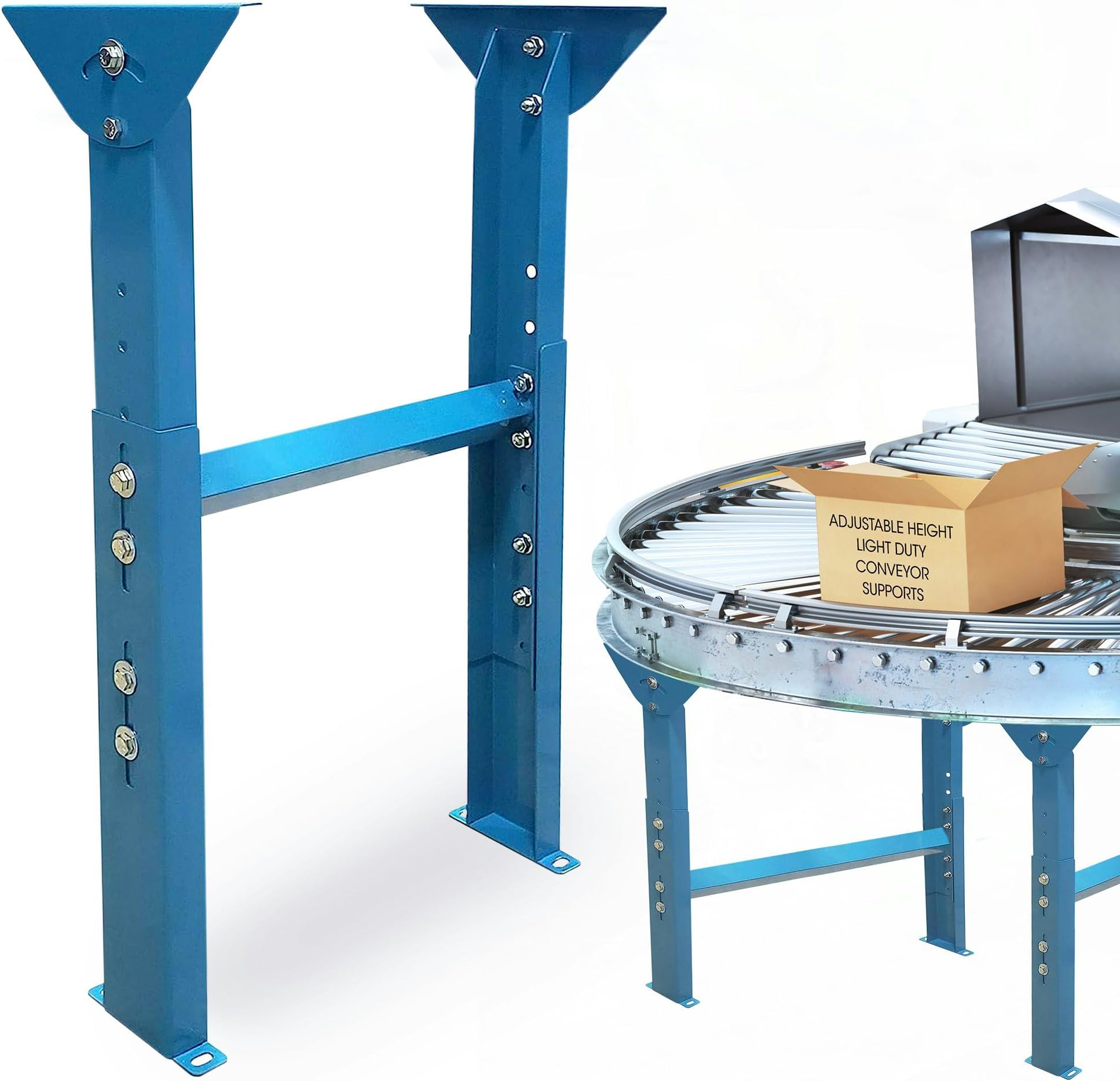 Ultimation Adjustable Height Light Duty Conveyor Supports 2-Pack for 12" Wide Conveyors-Height Range 23" to 38-1/4"-Reliable and Durable-Industrial-Grade-High Weight Capacity-Flexible and Customizable
