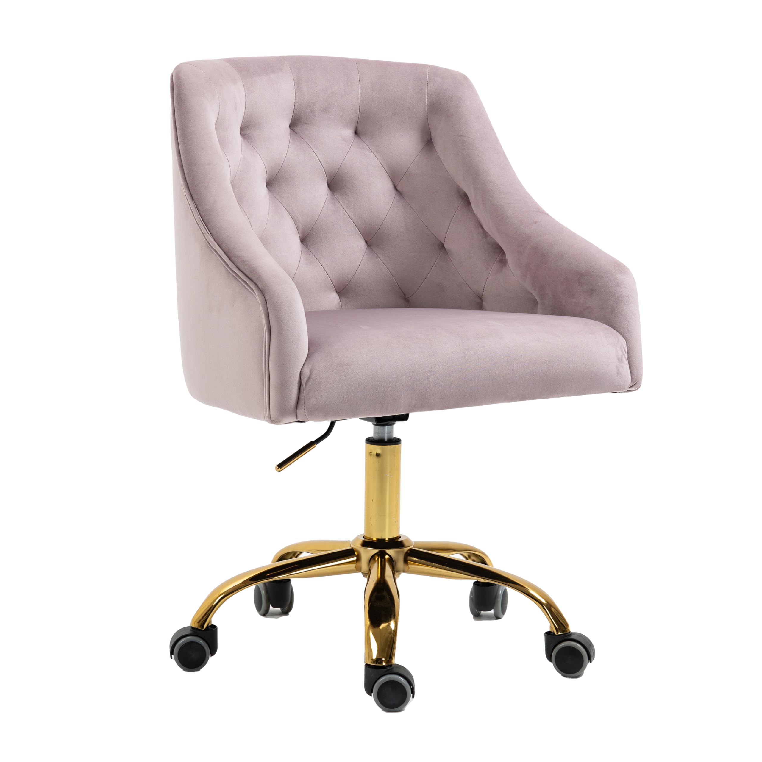 ZOBIDO Comfy Home Office Task Chair with Wheels, Cute Modern Upholstered Velvet Seashell Back Adjustable Swivel Vanity Desk Chair, for Women, for