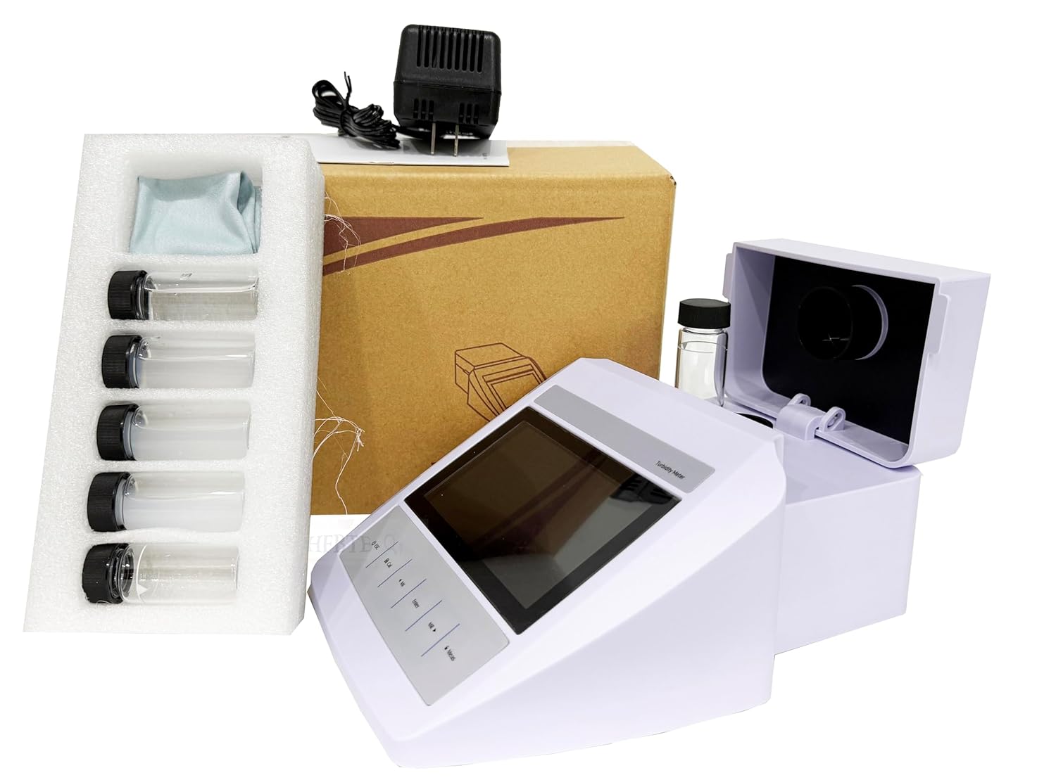 2000NTU Turbidity Meter Multiparameter Benchtop Total Suspended Solids Turbidimeter Nephelometer with Calibration Standards Solution 0.02,10.00,200,500,1000NTU USB Communication Interface