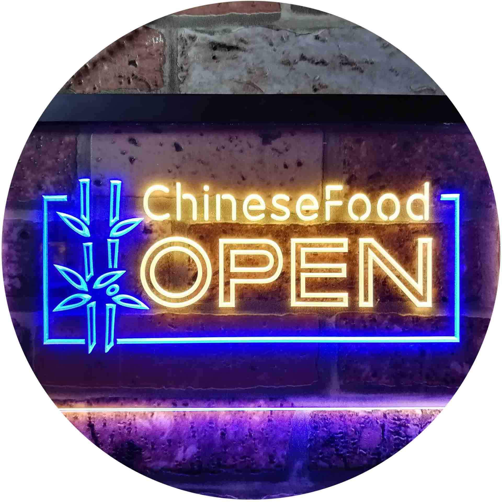 ADVPRO Chinese Food Restaurant Open Dual Color LED Neon Sign Blue & Yellow 600 x 400mm st6s64-i0013-by — image 1