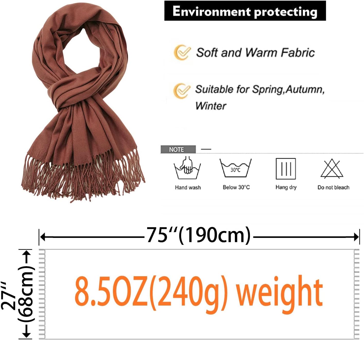 RIIQIICHY Women's Scarf Pashmina Shawls and Wraps for Evening Dress Bridesmaid Wedding Bridal Winter Warm Long Large Scarves - Image 7