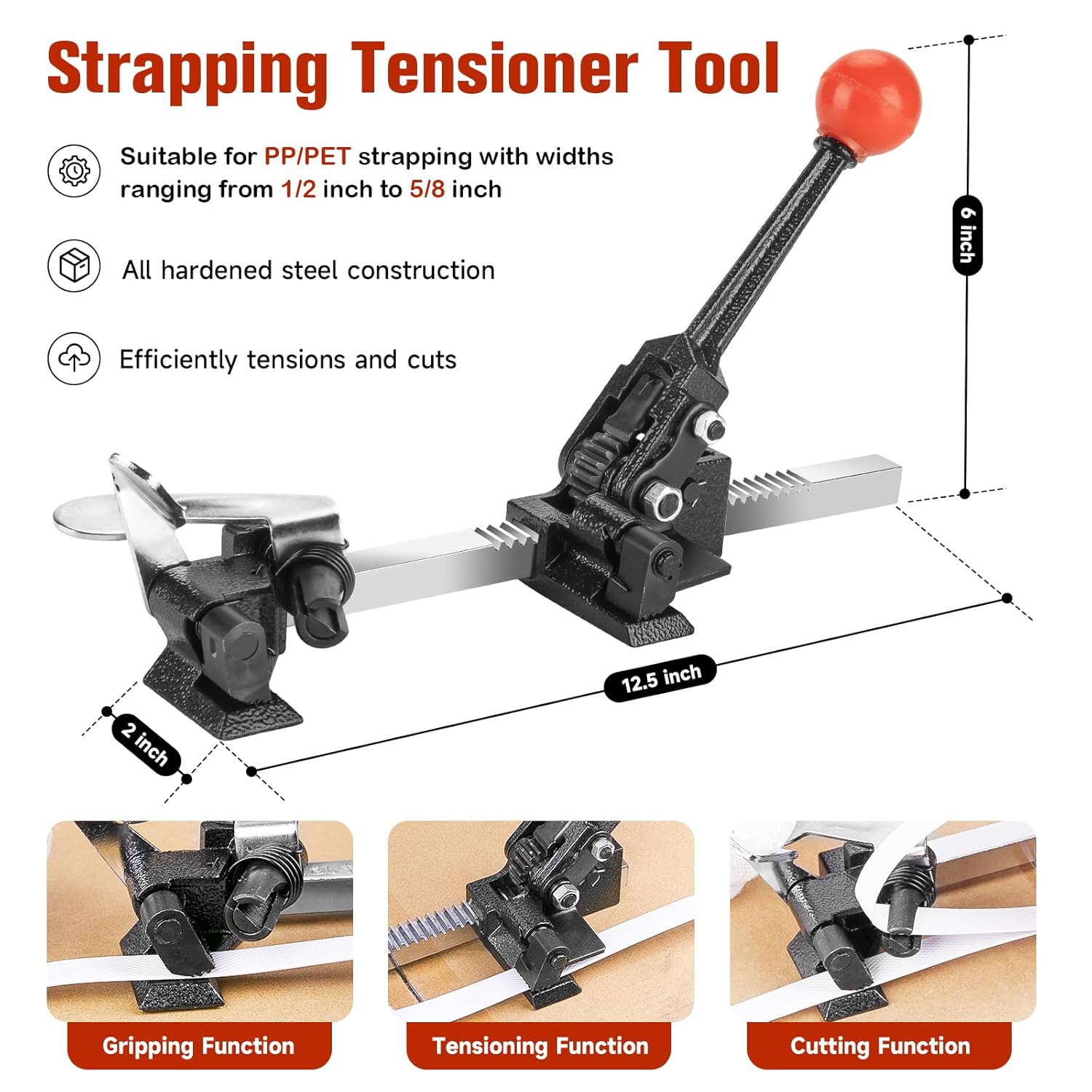 Heavy-Duty Strapping Kit with Tensioner & Sealer Tool - 150 Metal Seals, 1500" Polypropylene Strapping Tape for Secure Packaging