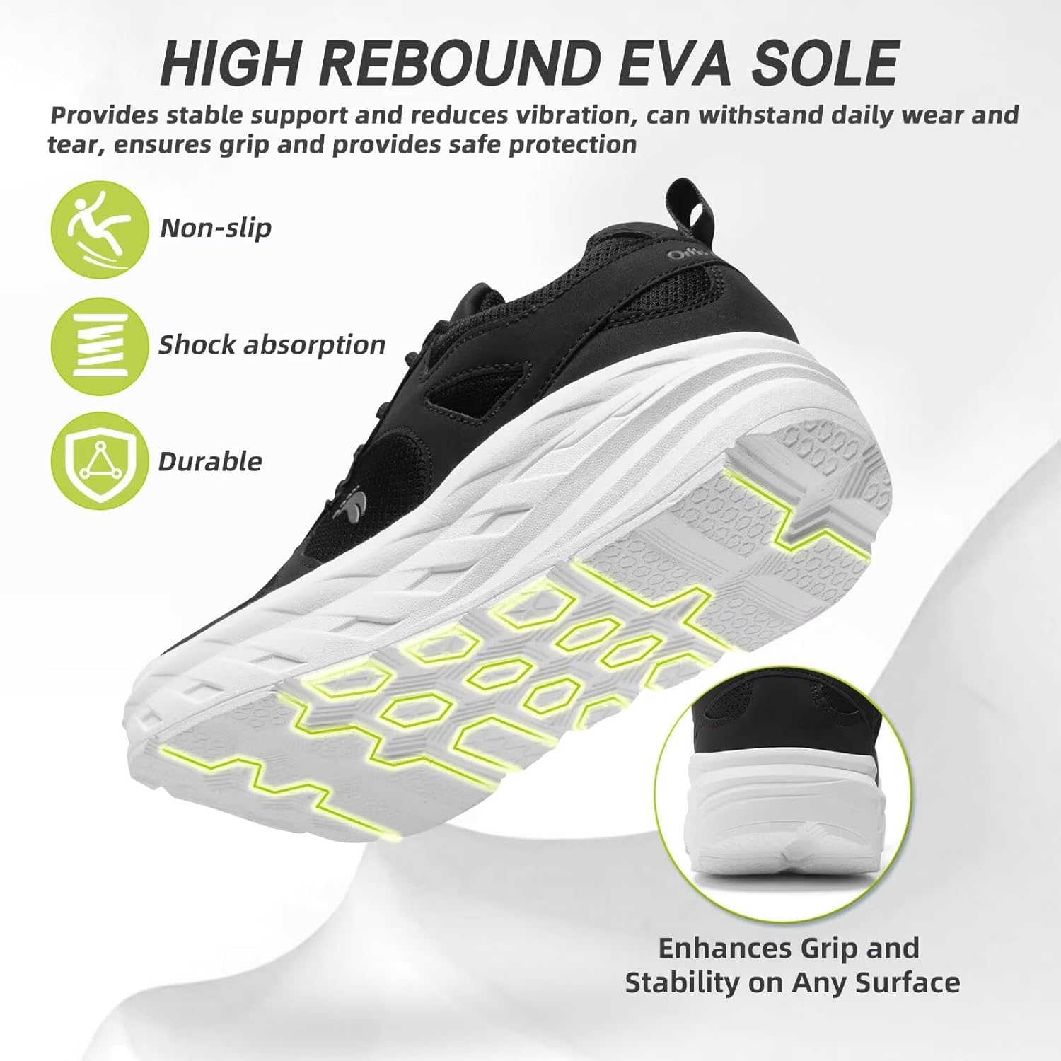 Women's Orthopedic Diabetic Wide Tennis Sneakers: Comfort Plantar Fasciitis Heel Spurs High Arch Orthotic Swollen Sneakers, Supportive Business Soft Wear Leisure Running Walking Shoes Black Size 7.5 - Image 8