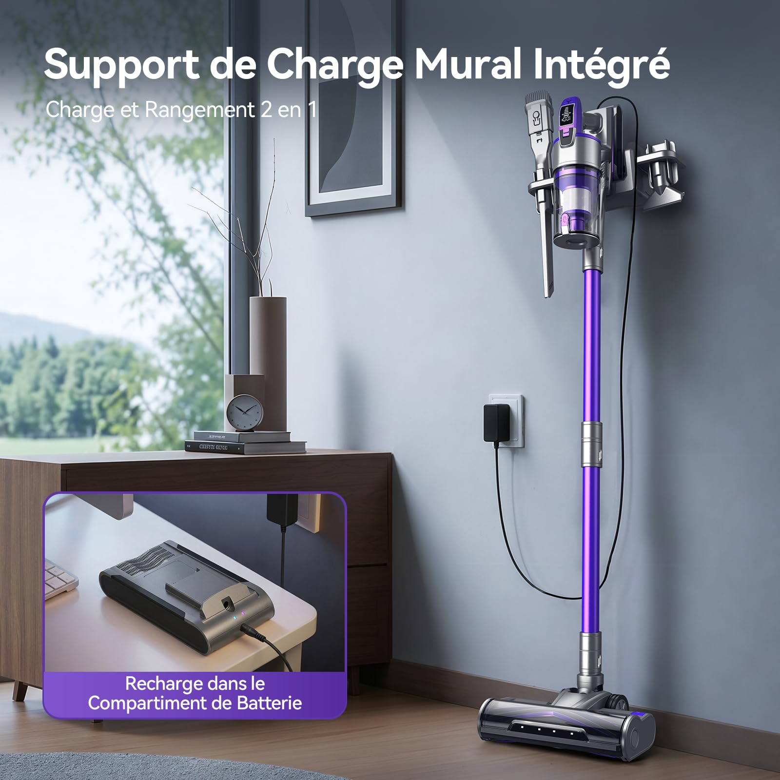 Redkey X18 Aspirateur Balai sans Fil, 60KPa/650W/80Min Aspirateur sans Fil Puissant avec ecran LED, Intelligent Suction Adjustment, Aspirateur sans Fil 8-en-1 pour Sol Dur,Tapis,Les Poils d'animaux