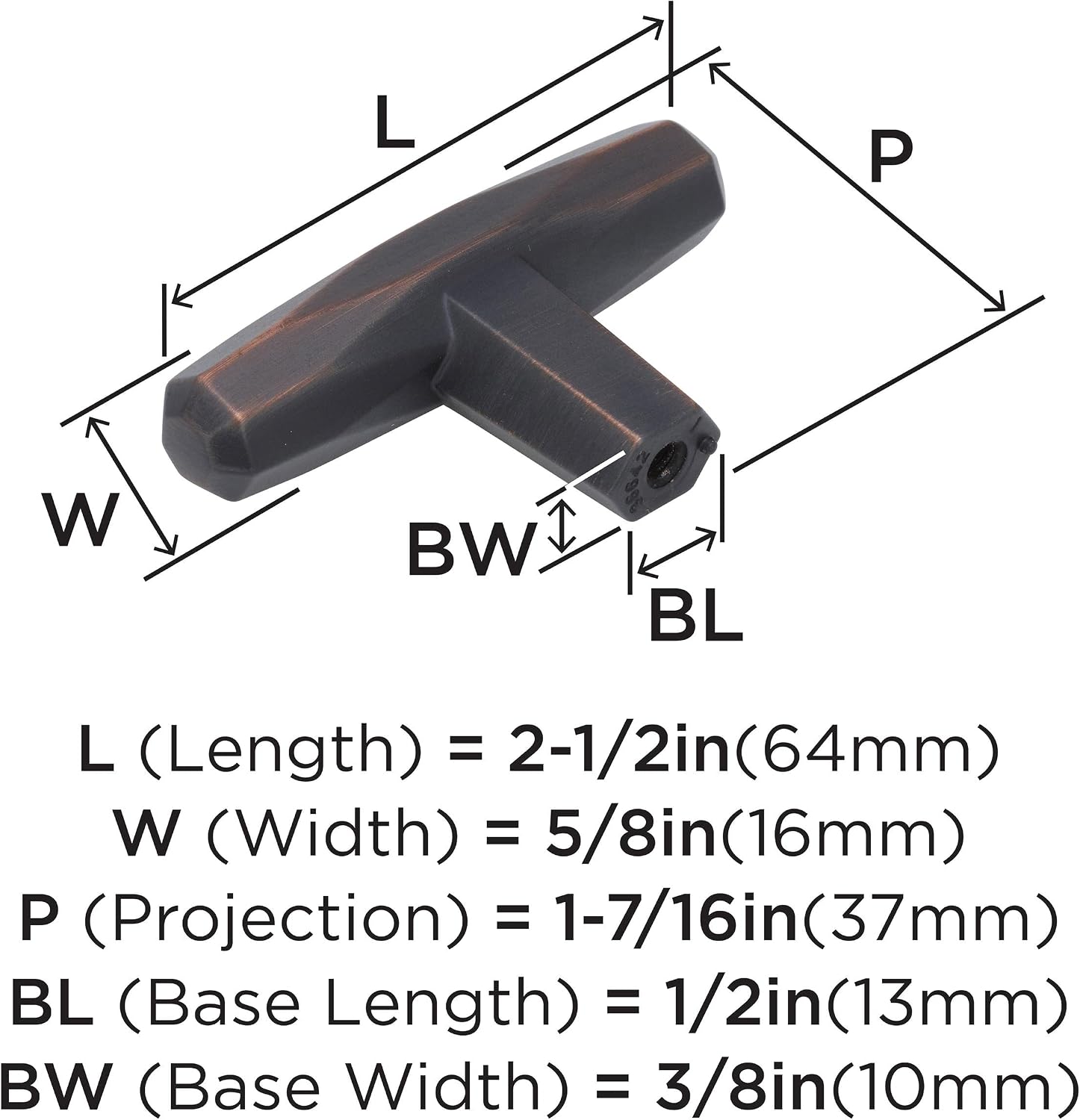 Amerock | Cabinet Knob | Oil Rubbed Bronze | 2-1/2 inch (64 mm) Length | St. Vincent | 1 Pack | Drawer Knob | Cabinet Hardware