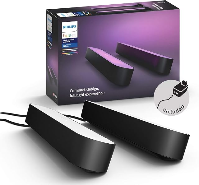 Philips Hue Play Lampa, Czarny, 2 Szt./25.3 x 4.4 x 3.6 cm