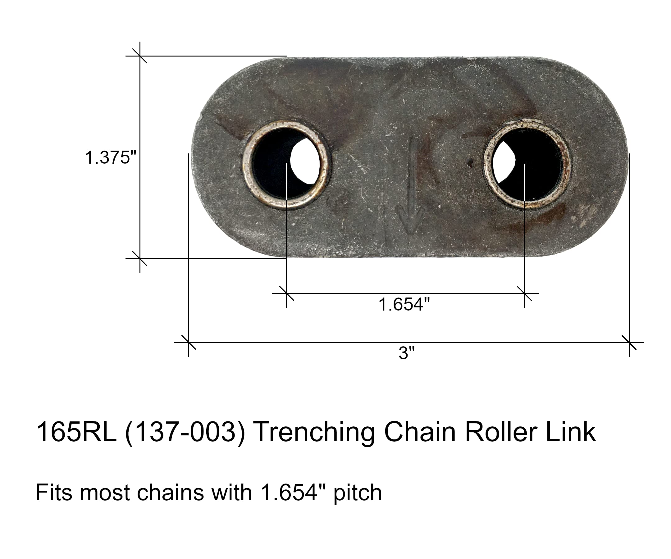 Trenching Chain Roller Link, Fits Chains w/ 1.654