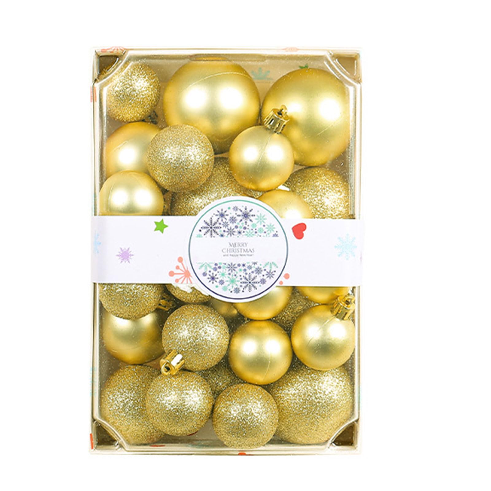 carotoe 26pcs Shatterproof Christmas Bauble Ball Ornaments for Tree Decorations Glitter Hanging Balls Pendant Holiday Wedding Christmas Ball Ornament