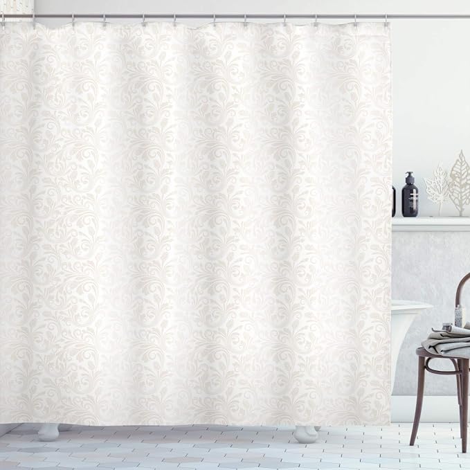 Amazon.com: Ambesonne Ivory Shower Curtain, Medieval Victorian Petals ...