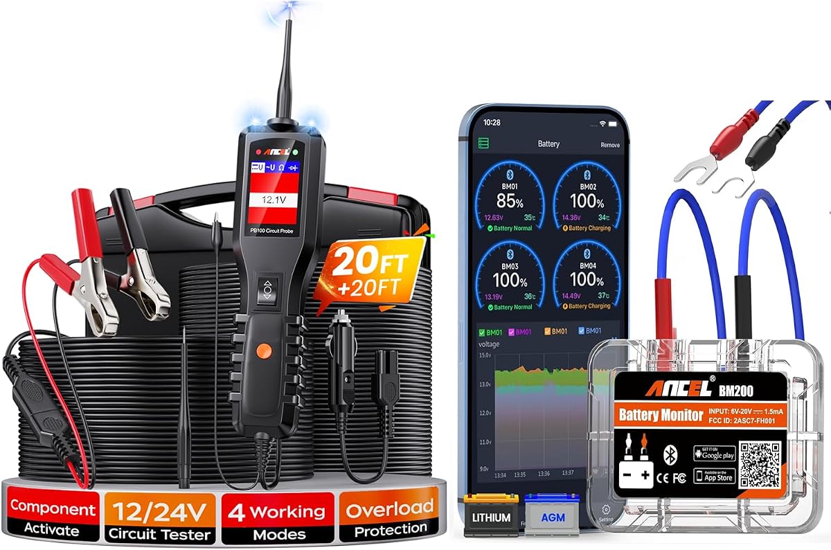 BM200-US Car Battery Tester + ANCEL PB100 Automotive Power Circuit Probe