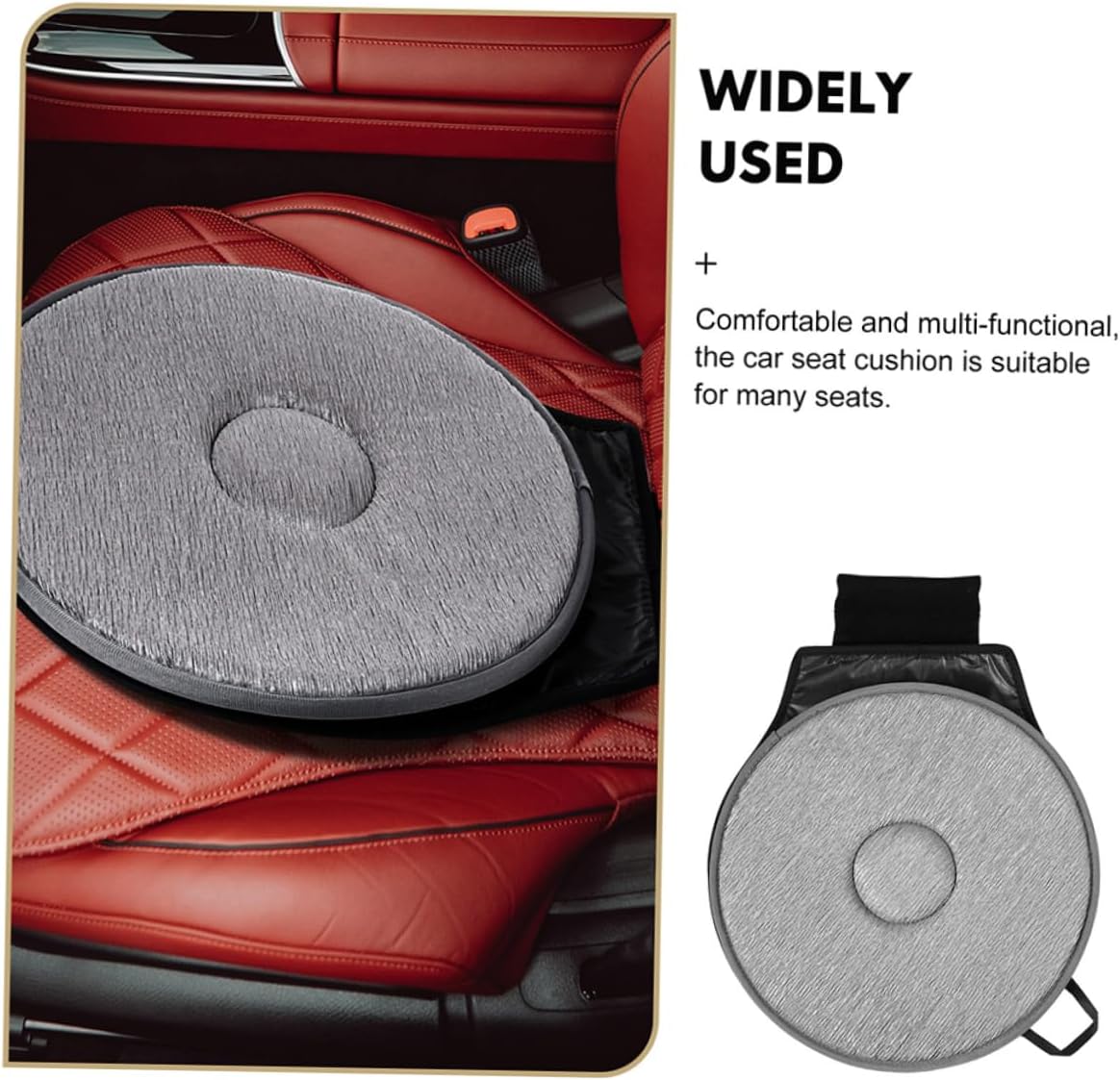 2pcs Swivel Seat Cushion for Elderly Multi-Functional Rotating Car Seat Pad Non- Support for Comfortable Driving Easy Installation Grey