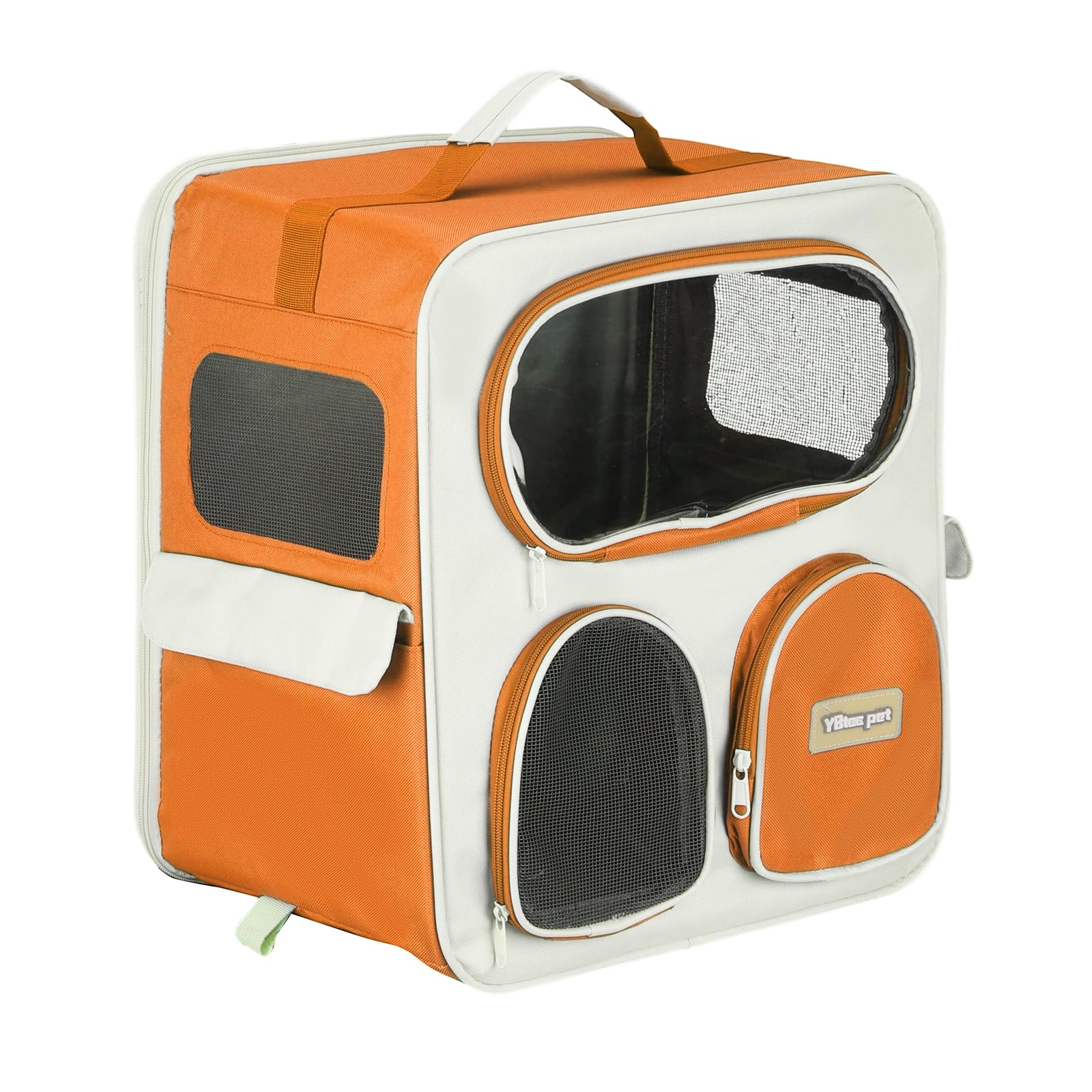 sourcing map Zaino trasportino per animali domestici, portatile e ventilato, in nylon, per cani, gatti e piccoli animali, borsa da viaggio da 38 cm (arancione, 1 pezzo), destinato per escursionismo