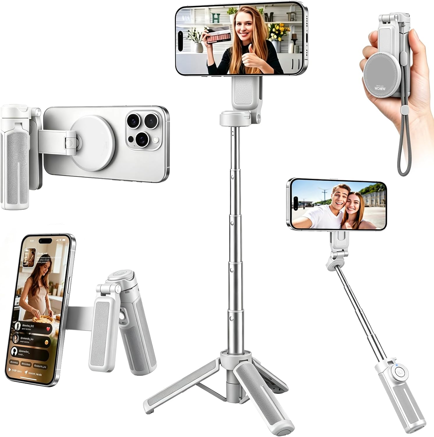 4-in-1 Magnetic Selfie Stick, Pocket Size 360° Rotation Phone Tripod