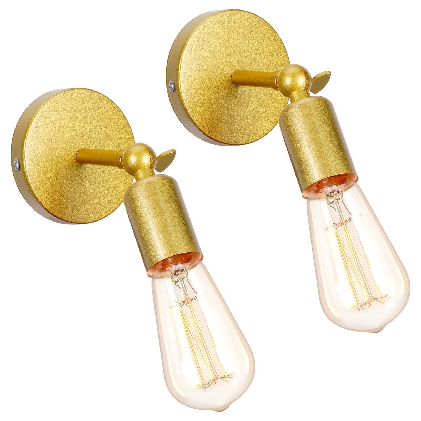2 Lampade Da Parete Industriali Regolabili 180°: Applique In Metallo Per Corridoio, Bagno, Attico, Con Portalampada E27