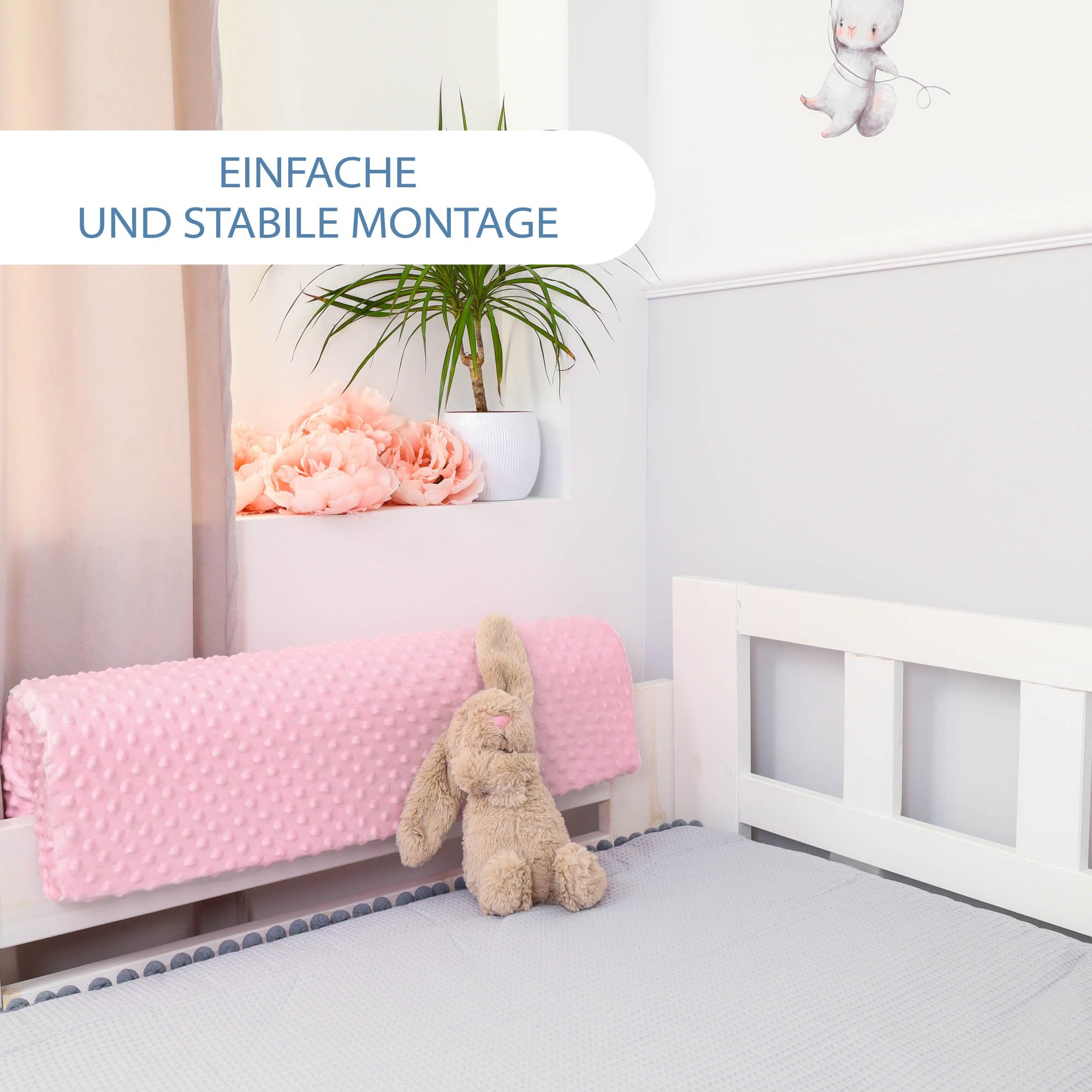 Totsy Baby Paracolpi lettino neonato antisoffoco 90 cm - Protezione schiuma per lettino fasciatoio e culla per i bordi del letto o della culla per bambini da 1 a 3 anni Rosa