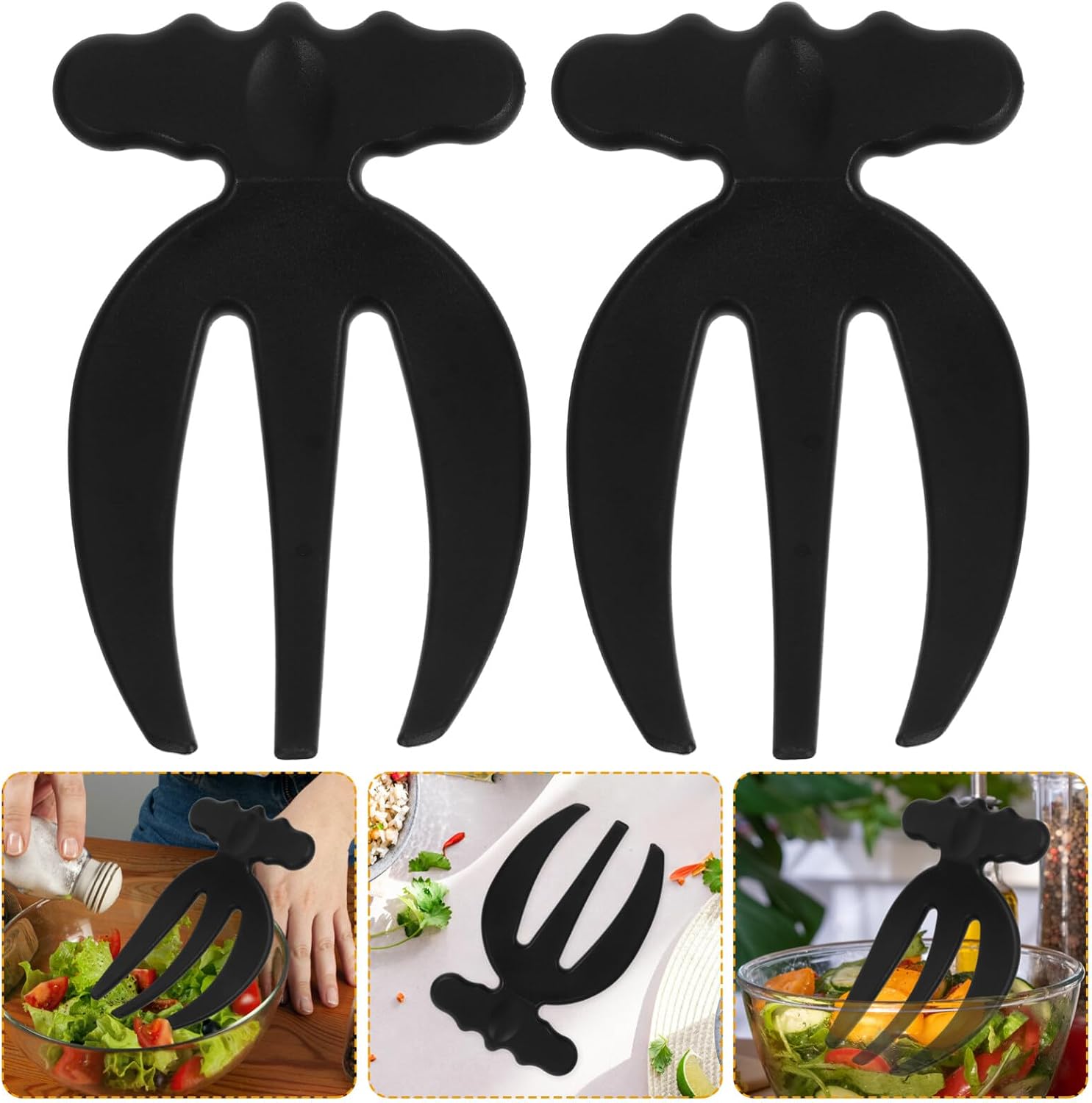 Salad Hands 2 pcs Reusable Mixing Forks Salad Claws for Tossing Vegetables Fruit and Pasta 3-Prong Serving Utensils with Wide Handles for Kitchen Buffet Wedding Party