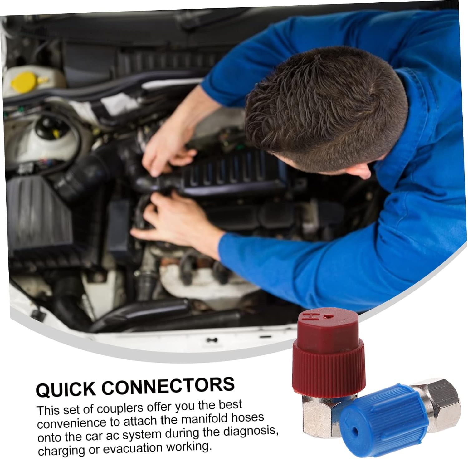 LIFKOME 2 Pcs Car AC Quick Connectors, R22 to Port Adapters