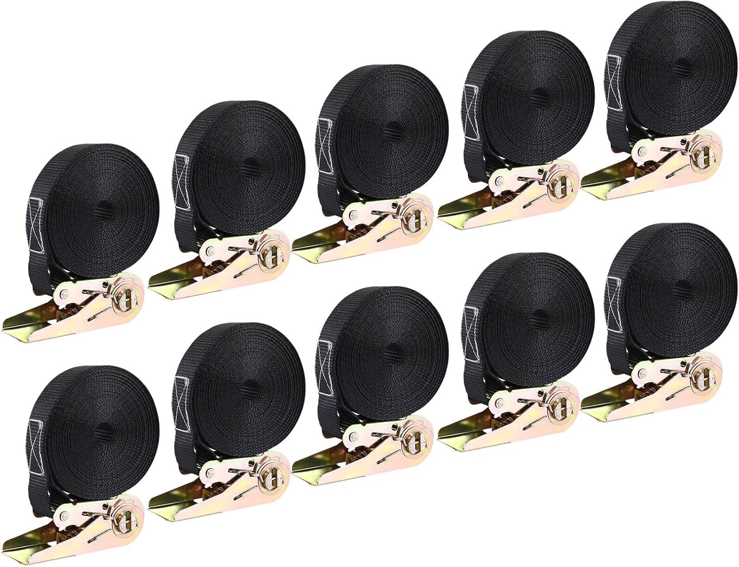 LIFERUN 10 Pack 1" x 20' Ratchet Straps Heavy Duty, 1760lbs Break Strength Endless Ratchet Strap, NO Hook, Tie Down Straps for Motorcycles, Goods, Luggage,Black