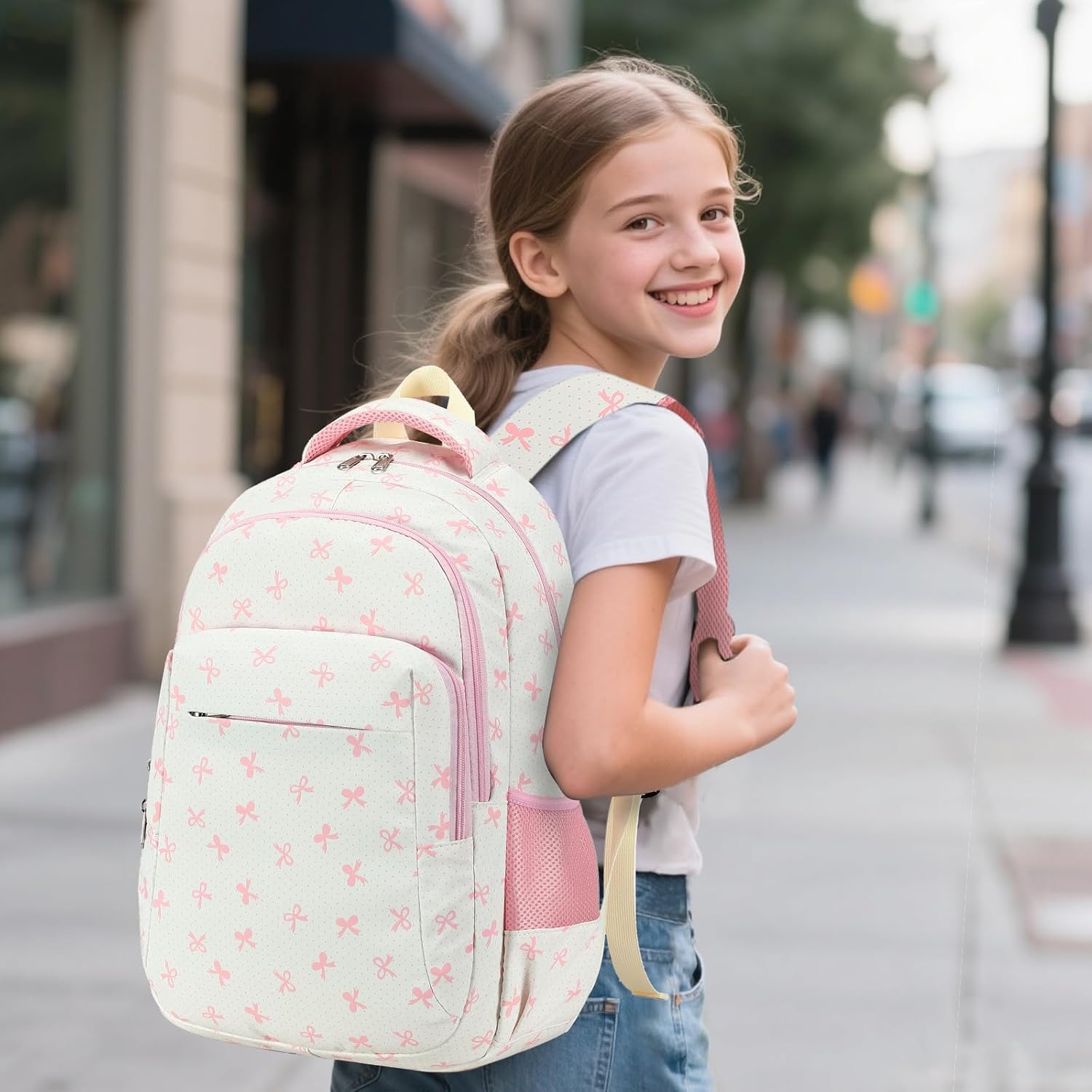 LEDAOU School Backpack for Girls Boys Kids Bookbag Elementary Primary Middle School Bag Travel Back Pack for Ages 6-14 (Pink Bow) - Image 3
