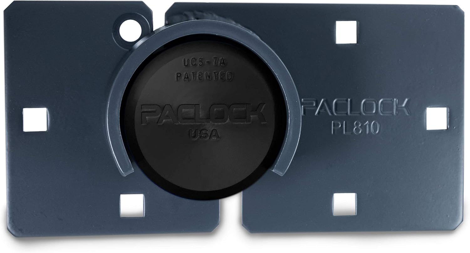 PACLOCK's UCS-7A/810 Hasp and Puck Combo Kit, High Performance 6-Pin Cylinder, Keyed Differently, Black Anod. Puck, Double Coated Grey Hasp