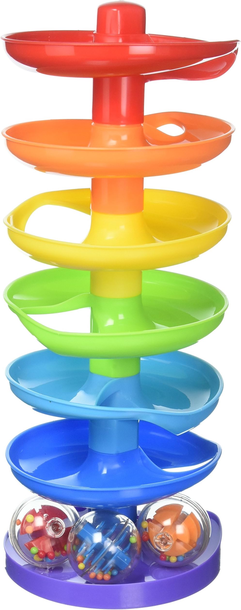 KidSource Super Spiral Tower - Ball Drop and Roll Activity Toy - Seven Colorful Ramps and Three Rattling Balls Promote Fine Motor Skills for Kids Ages 1 Year Old and Up