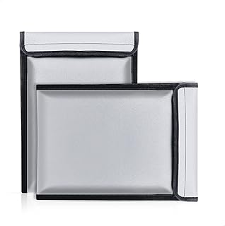 Feuerfeste Dokumententasche Wasserdicht 2er Set, Grau 34x24cm, Doppelt Geschützte Reisedokumententasche mit Feuerfestem Material für Wichtige Unterlagen