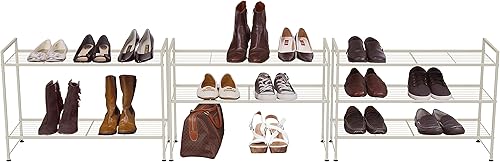 Miniatura 4 de Simple Houseware Estante de almacenamiento apilable de 3 niveles, color blanco