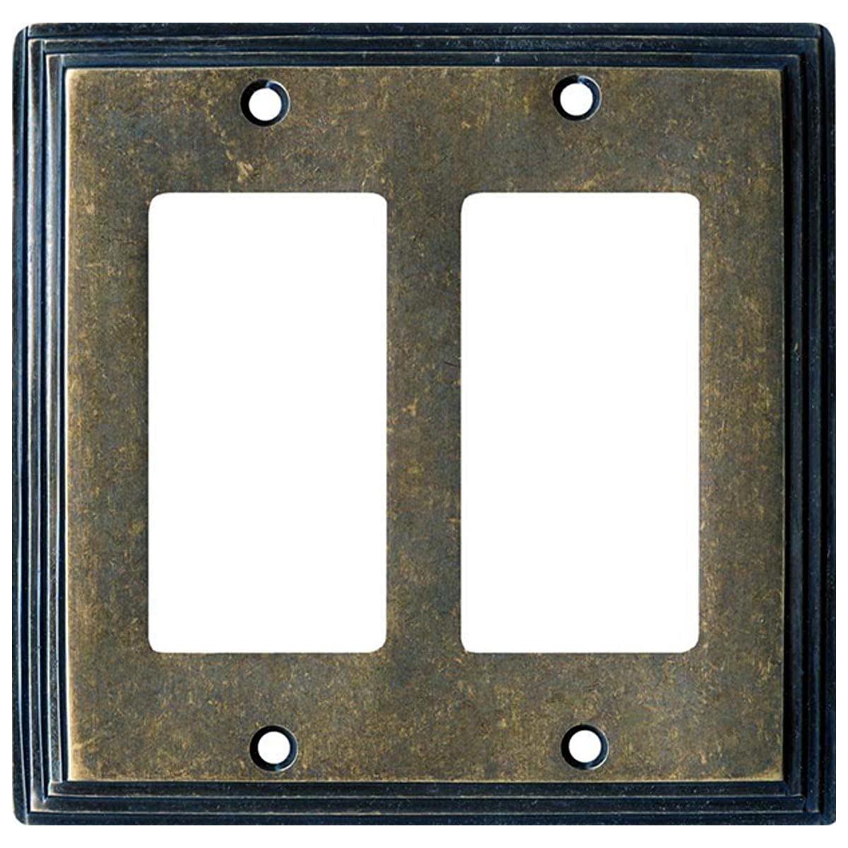 Plaque murale laiton antique vert noisette 12,4 cm pour double interrupteur à bascule GFI