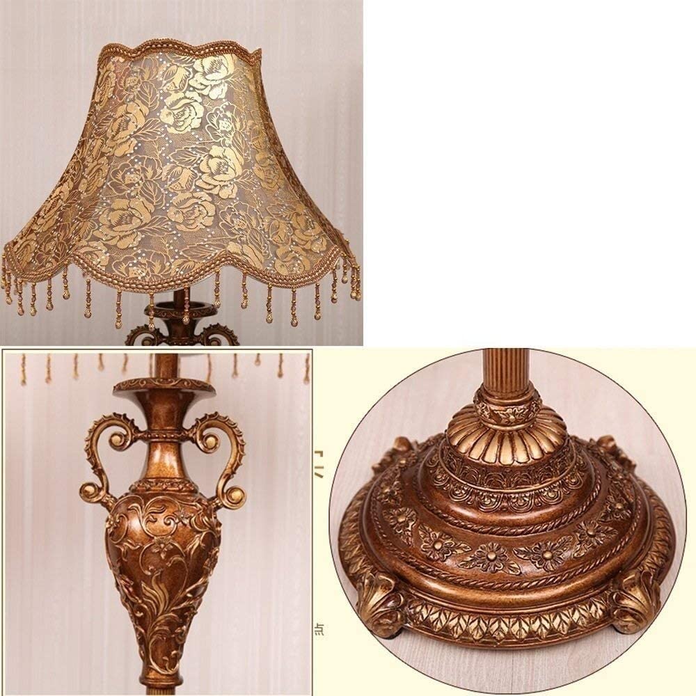 Standing Lamps Lampa Podłogowa W Stylu Europejskim E27 Rzeźbiona Salon Sypialnia Lampka Do Czytania Sofa Light Podłogowa Salonu(B,Dimmer switch)