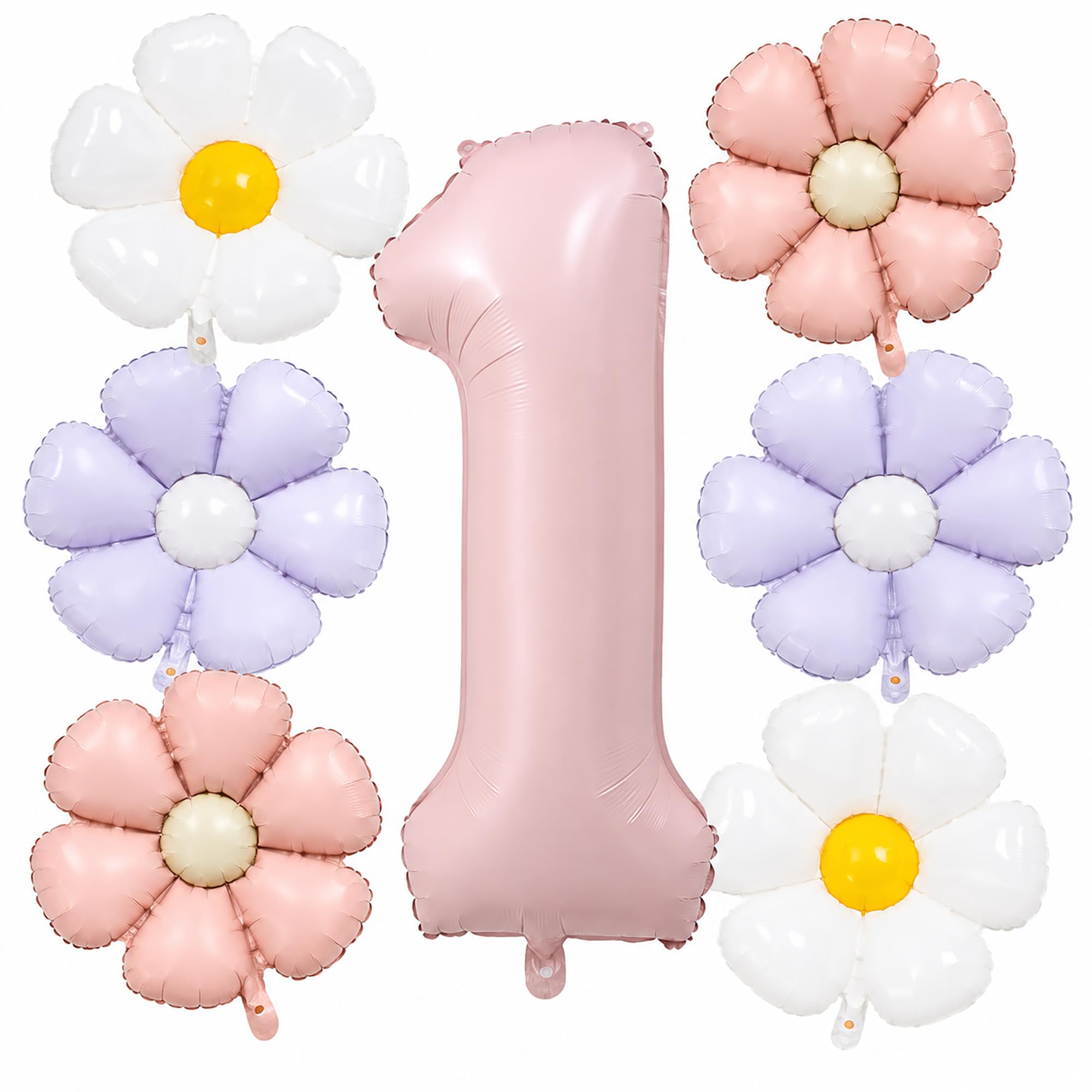 Pink Number 1 Balloon, Daisy 1st Birthday Balloons Kit for Girls Party