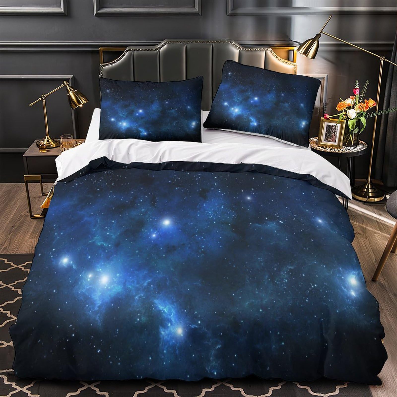 Housse de couette enfant motif ciel étoilé parure lit douce